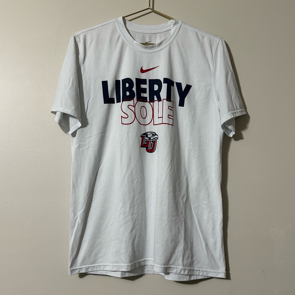 Liberty University Flames Nike Men's White Short Sleeve Dri-fit Shirt Sole Sz L